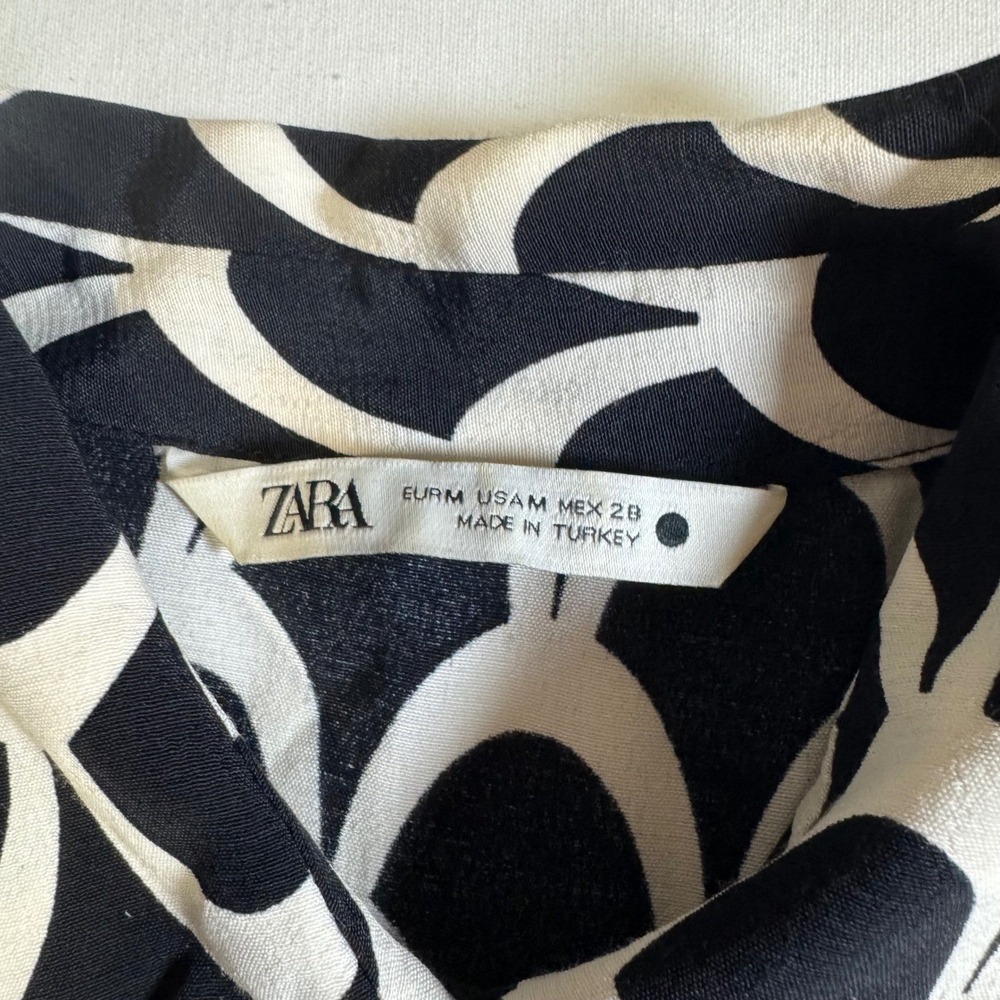 Zara Size M Black White Mini Shirt Dress Clean Girl Old Money Chic Style - Picture 4 of 8